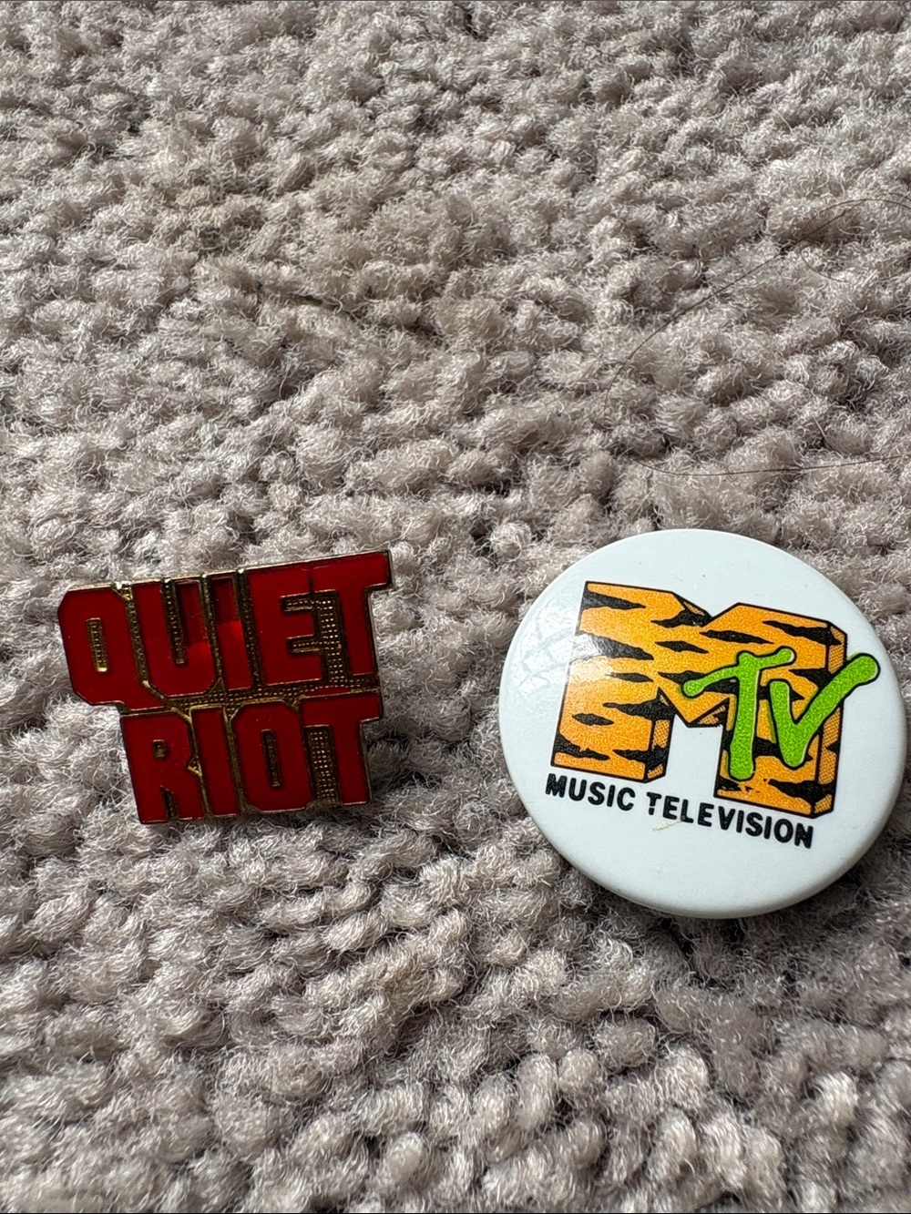 Classic MTV Tiger Logo Pin & Quiet Riot Red Enamel Pin